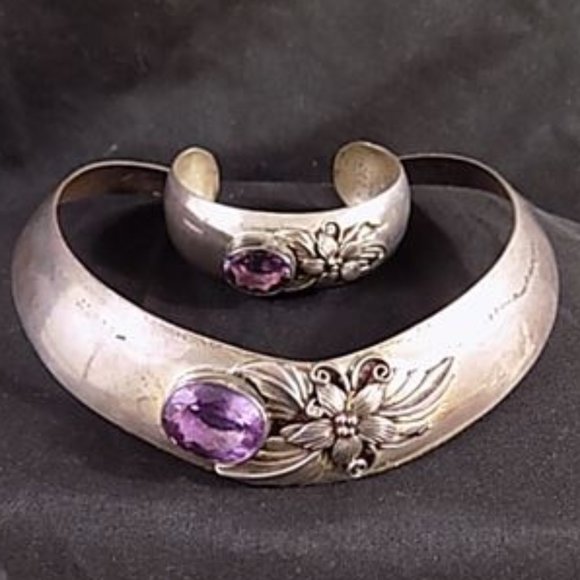 Carol Felley Jewelry - Carol Felley Choker Sunrise Silver Amethyst 1986